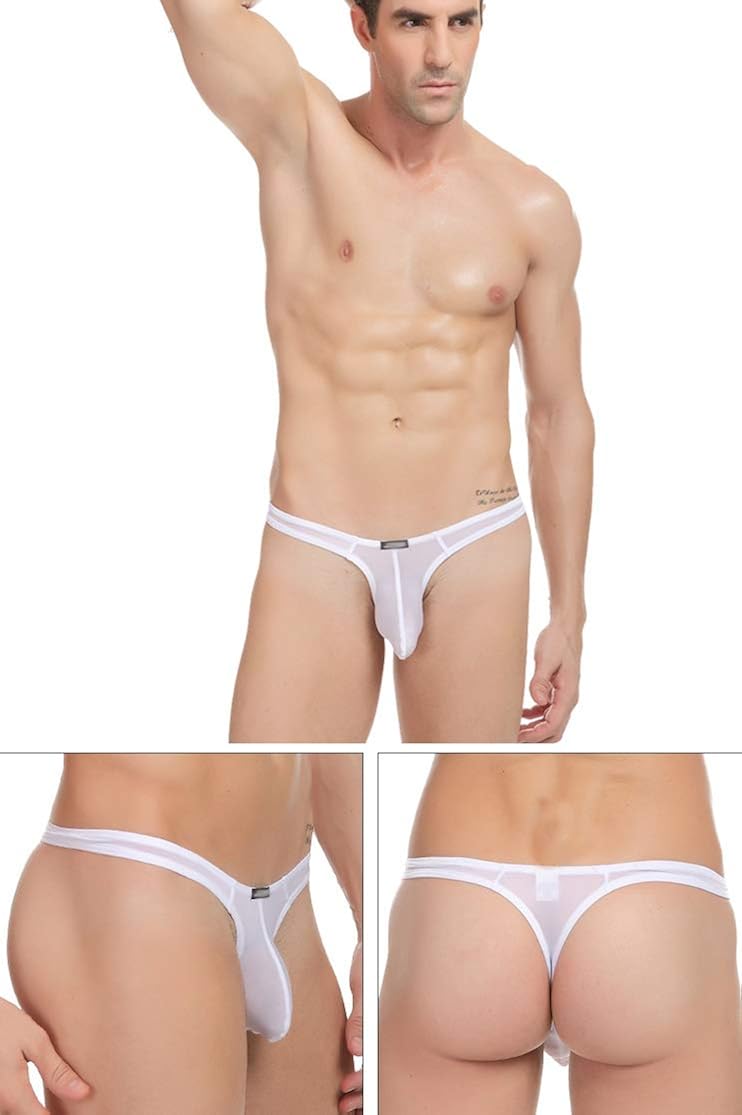 Men's Nylon Thongs Underwear Sexy Low Rise Bulge Pouch Briefs Pack of 3 at  Men’s Clothing store
