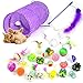 Whoobee Cat Toys Kitten Toys Assortments, Variety Pack for Catnip Toy, Cat Tunnel, Bell Crinkle Balls, Feather Wand, Cat Teaser Toy and Spring, Cat Toys Set for Cat, Puppy, Kitty, Kitten (24PCS)