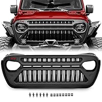 TOPFIRE Front Grill for Jeep Wrangler 2018-2019 JL JLU & Unlimited Rubicon Sahara Sport Matte Black