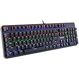 LESHP RGB LED Backlit Wired Mechanical Gaming Keyboard, Aluminum Base, 104 Standard Keys
