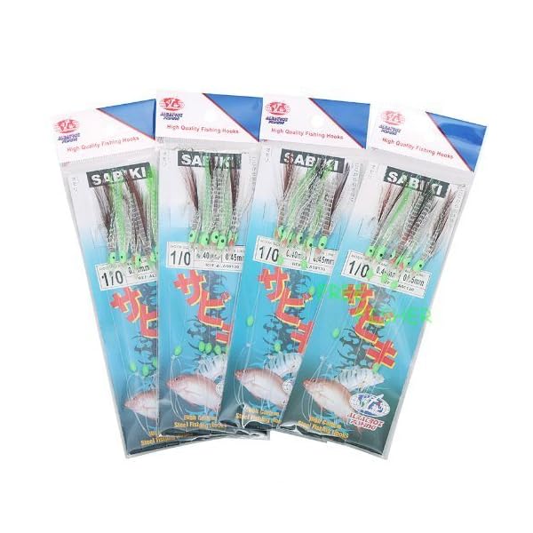 Value-Sport-4-Pcs-Fishing-Sabiki-Baits-Rigs-Snelled-Hooks-Octopus-with-Hair-Skirted-Lures