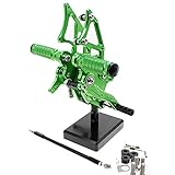 FXCNC Ninja 250 300 Motorcycle Rearsets Rear Foot Pegs CNC Rear set Footrests Fully Adjustable Rear Foot Boards Fit for KAWASAKI NINJA 300 250 2013-2016 Green