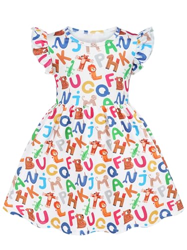 AlisOker Toddler Girls Flutter Sleeve Midi Dress