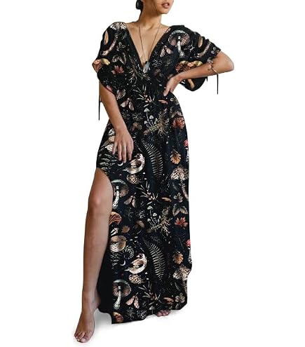 black whimsical dress Women's Moon Gothic Maxi Split Celestial Cotton Wrap Dress (US, Alpha, Small, Regular, Regular, Black) at Amazon Women's Clothing store Hand Wash Cold Color:Free Custom color Contrast Waist Sash What the Blue/Black/White/Gold Dress
