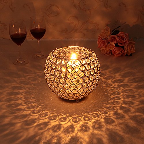 VINCIGANT Decorative Silver Crystal Clear Display Vases / Bowl Candleholders/Candle Shade for Valentines Day Home Holiday Decoration Wedding Coffee Table Decorative Centerpiece ,8 inch Diameter - Thumbnail 6