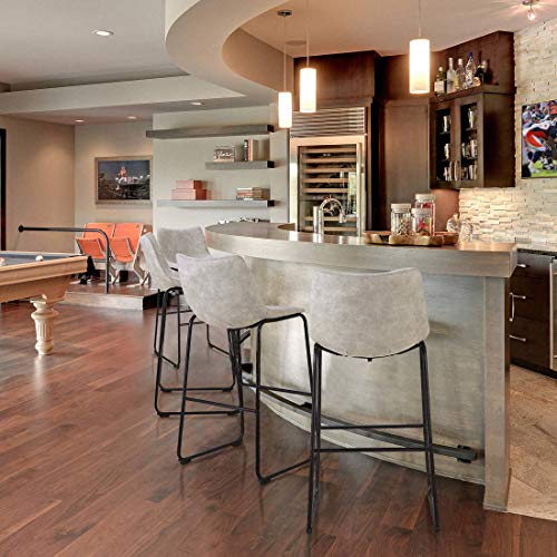 LCH 29 Inch Vintage Pub Bar Stools - Set of 2 Wear-Resistant Fabric Barstools with Durable Frame and Floor Protector, Grey