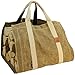 INNO STAGE Firewood Log Carrier Tote Bag with Super Strong Double Straps for Reinforce, 16oz Waxed Canvas Heavy Duty & Long Lasting for Wood Hay Hauling for Fireplace or Outdoor Camping-Khaki Color