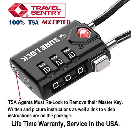 SURE LOCK TSA Compatible Travel Luggage Locks, Inspection Indicator