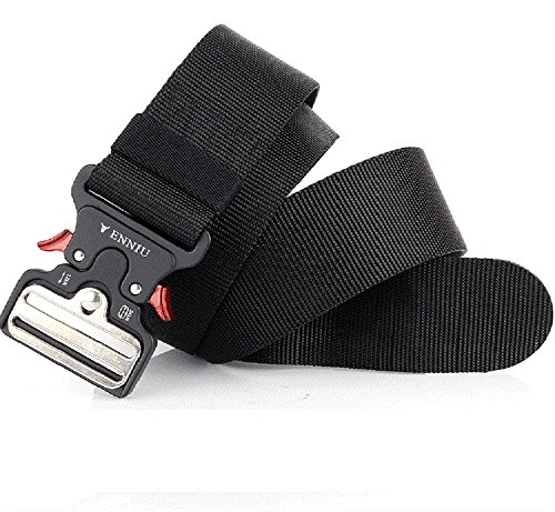 Yeapv Nylon Tactical Web Belt, W/1.5â€-2â€ Military Army Style Combat Riggers Webbing Belt Adjustable Heavy Duty with Quick-Release Metal Buckle for Men Women(Black W/2 inches)