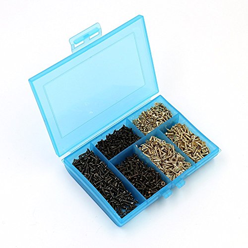 BLUELEC 8 Different Sizes of Small Wooden Nails and Flat Tapping Screws Combination Small Iron Nail Screws 1600pcs (Nails+Screws)