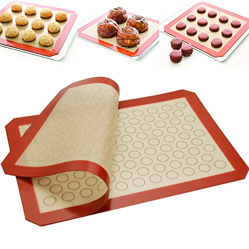 Baking Sheet with Silicone Baking Mat, Set of 8 (4 Sheets + 4 Baking Mats), Fungun Stainless Steel Cookie Sheet Baking Pan with Silicone Mat, Non Toxic & Heavy Duty & Easy Clean