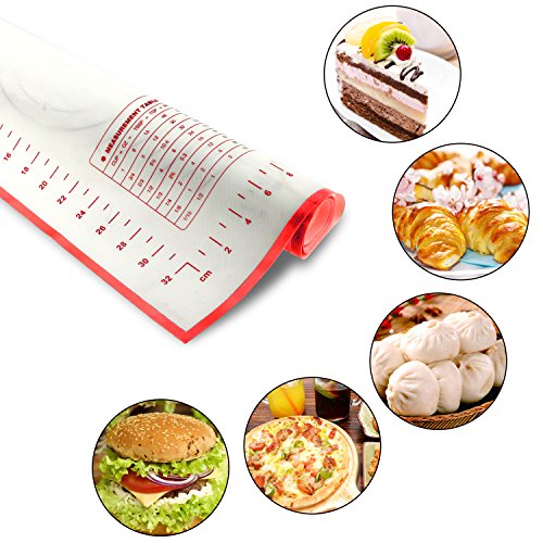 Rolling Pin with Rolling Mat, TedGem Adjustable Stainless Steel Rolling Pin Dough Roller with 4 Removable Thickness Rings Guides for Pie Crust, Dough Pizza Pie Cookies, Including a Pastry Mat - Thumbnail 4