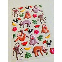 DECO FAIRY Sloth Jungle Monkey Animal Summer Stickers Decals for Book-scrapping, Phone or Laptop