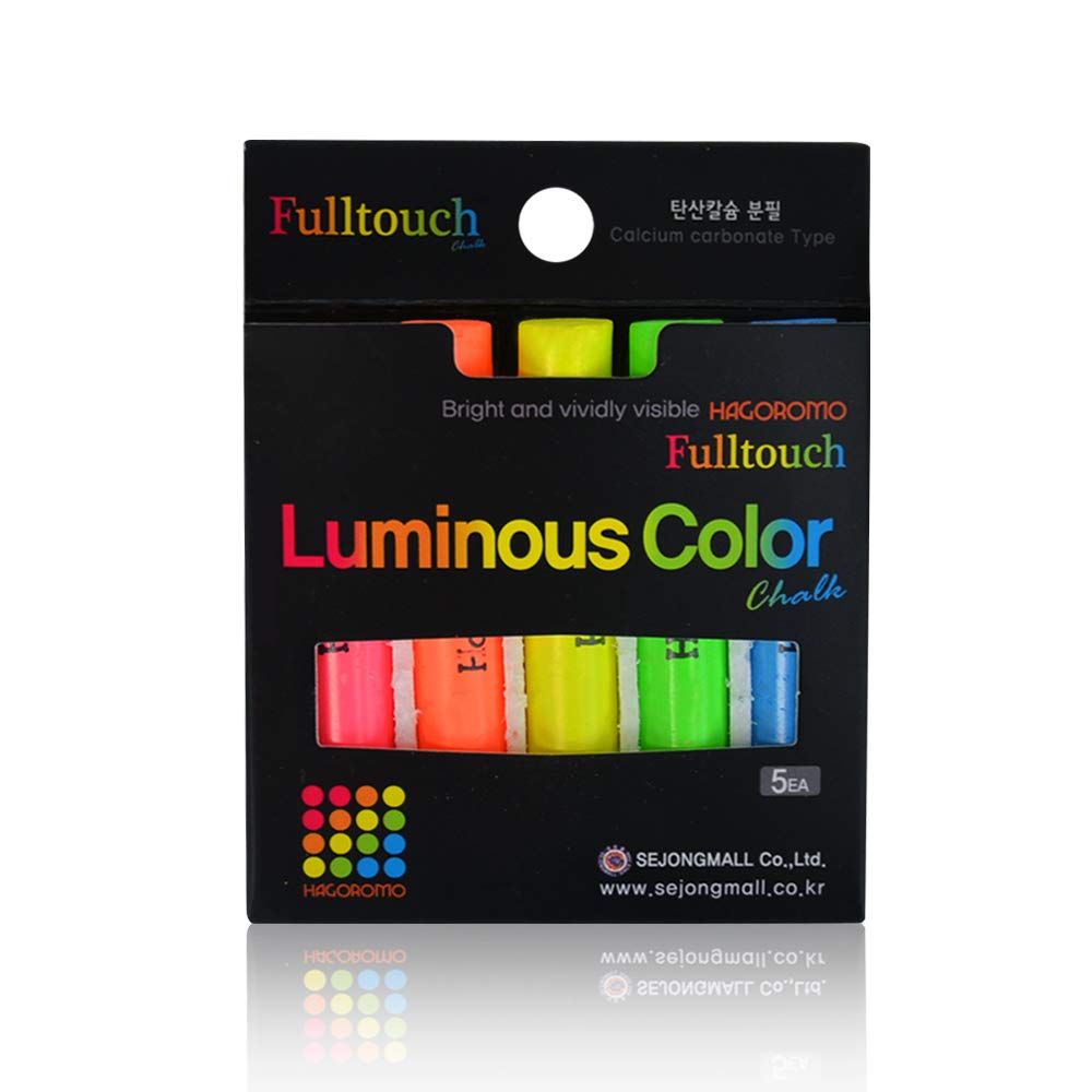 Hagoromo Fulltouch Luminous 5-Color Mix Chalk (Small Package) 1Box (5Pcs) Pink, Yellow , Blue, Yellow Green, Orange