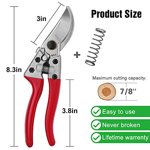 WYF 8.3 Inches Bypass Pruning Shears, Professional Hand Pruners Garden Clippers with SK5 Stainless Steel Blades, Flower Cutter, Garden Shear, Secateurs Hand Trimmers for Gardening