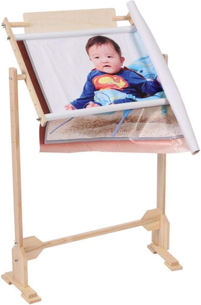 IMSHI Adjustable Wooden Standing Leg Embroidery Frame Solid Wood Cross Stitch Rack - Adjustable Lap & Table Stand with Scroll Frame