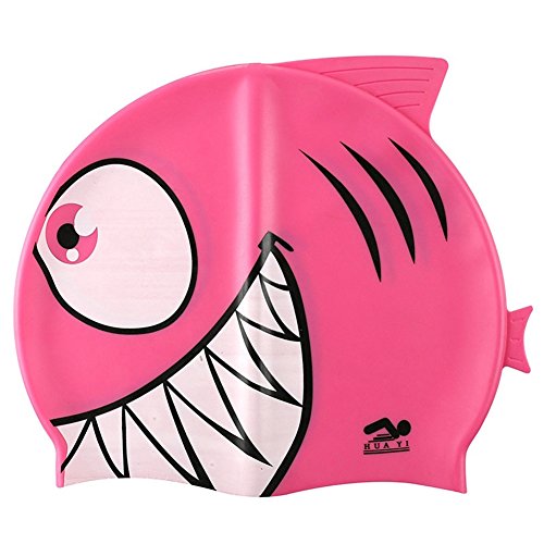 Kids Swim Hats, Fun Design [Silicone] Boys Swim Cap Animal Fish Shaped