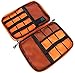 LoaferUp Travel Organizer - Double Layer Electronics Case, Cable Management Bag with Carrying Strap, Grey/Orange