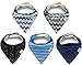 Baby Bandana Drool Bibs, Unisex 5-Pack Gift Set for Drooling and Teething, 100% Organic Cotton, Soft and Absorbent for Boys and Girls by Finduq