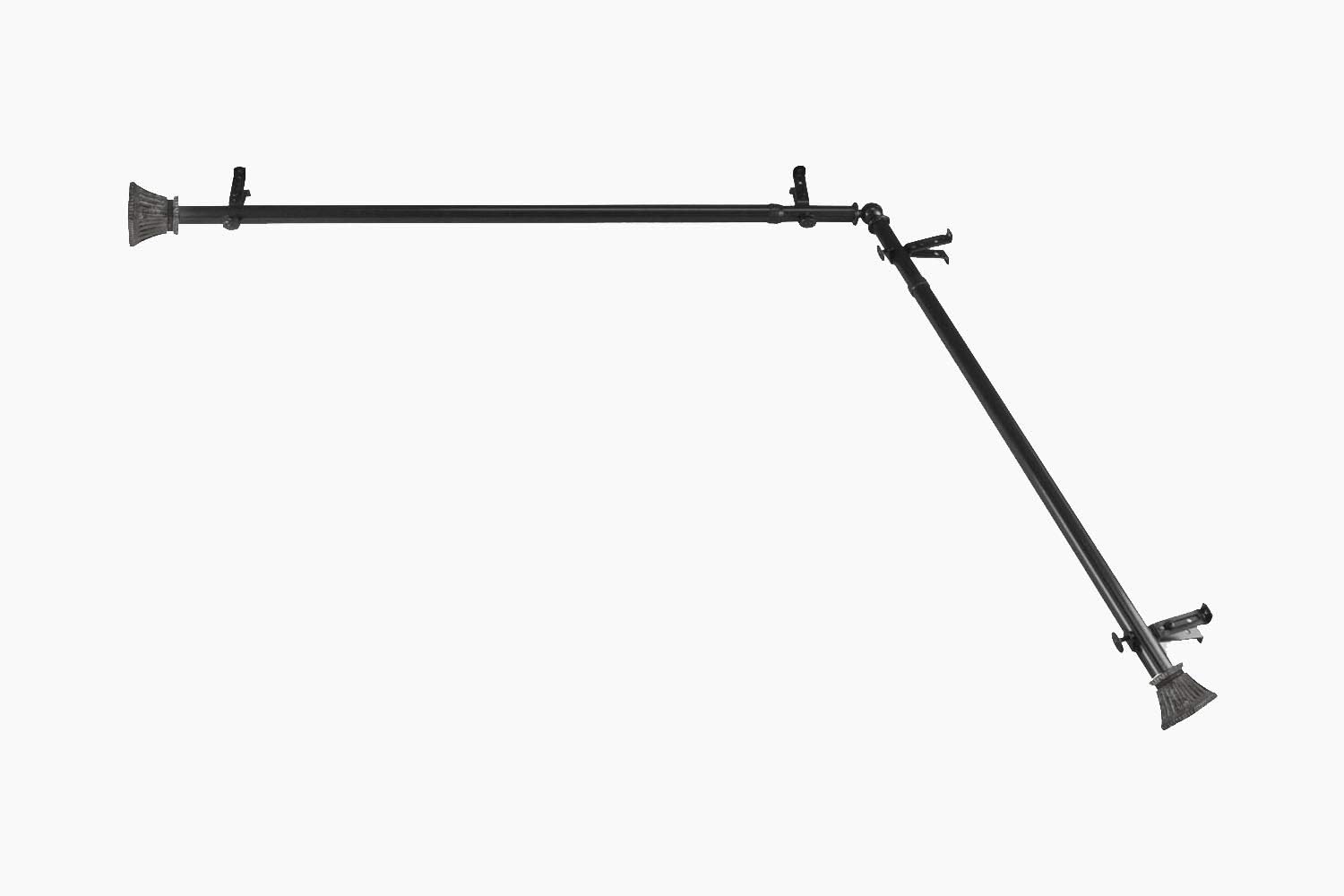 Rod Desyne Trumpet 13/16" Corner Window Curtain Rod 48-84" Each Side - Black