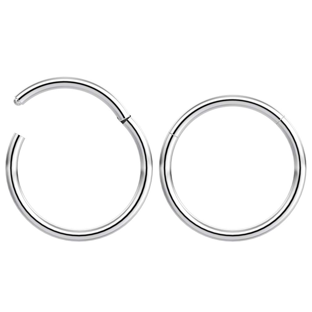Bling Piercing 2pc 1.2mm 16g Hinged Clicker Captive Bead Ring Steel 12mm Helix Earring Nose Hoop Rook Cartilage Tragus Lip Septum Forward Eyebrow Ear Lobe Nostril Rings Seamless Surgical Steel