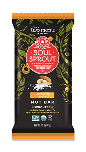 Soul Sprout by Two Moms Sprouted Nut Bar, Sweet and Salty, 1.5 Ounce, 12 Count