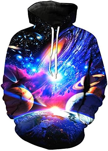 Men Hoodies Galaxy Sweatshirts 3D Print Unisex Funny Celestial Body Pattern Pullover