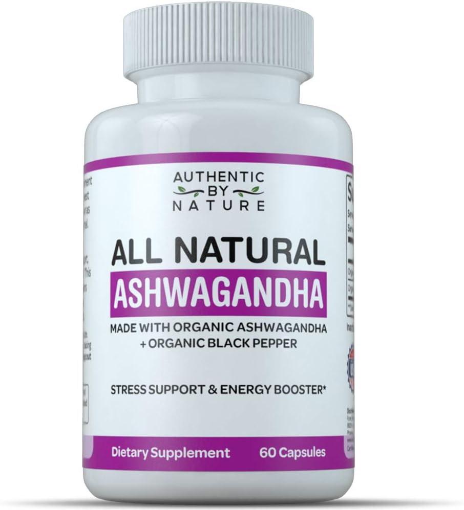 Ashwagandha Organic Capsules by ABN. All Natural Root Powder Extract with Black Pepper for Fast Absorption. Great Capsule Supplement for Stress Relief and Adrenal Fatigue. Non GMO (60 Pills)