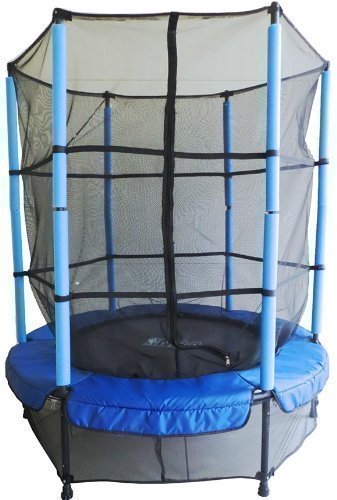 GSD Kindertrampolin 14443 mit Netz, blau, schwarz, Ø 1,40 m für absoluten Indoorspaß