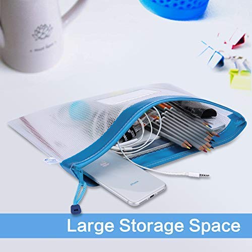 Zipper File Bags,izBuy 6Pcs A4 Size Zipper Water-Resistant PP Document Bags with Label Pocket Organizer for Term Papers,Document,Newspapers,Business Receipts,Magazines Storage
