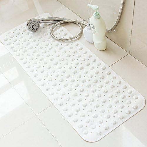 Joyfor Extra Long Anti-Slip Bath Mat Certificated, ABS TPR - Anti-Bacterial &amp; Mildew Resistant Bath Rug with Suction Cups - 14" x 27" (White )