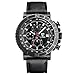 LIEBIG Men's Analog Quartz Watches Chronograph 50M Water Resistant with Black Leather Military Style Wrist Watch