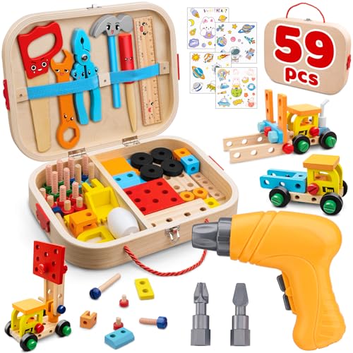 59Pcs Kids Tool Set with Electric Drill Montessori