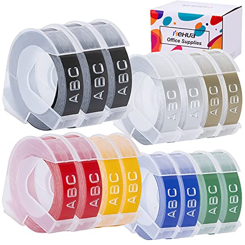Hehua 15Pack 3/8 Embossing Label Tape Compatible for Dymo 3D Plastic