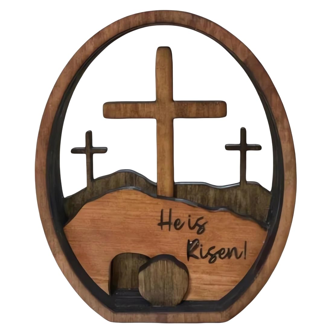 Auetrcls He is Risen Christian Easter Decor - Religious Empty Tomb Easter Decorations - Wooden Lent Jesus Resurrection Decor Gifts