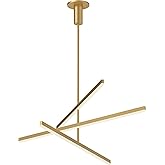 Kuzco Lighting Vega 56" Chandelier | Brushed Gold Finish | White Acrylic Diffuser | Modern LED Ceiling Light | Made of Alumin