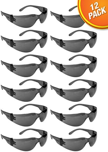 Tinted Safety Glasses, One Size, Anti-Scratch, Impact Resistance (12 Pack)