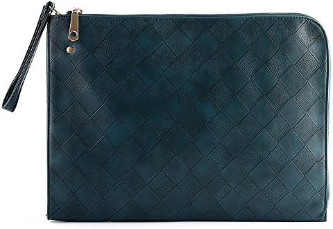 Shozafia Woven Envelope Bag Men Genuine Leather Clutch Purse Wrist With Wristlet