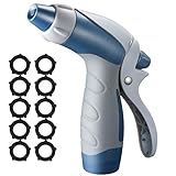 VicTsing Garden Hose Nozzle, Car Wash Gun Fire Spray Nozzle with Multi Patterns, High Pressure Hand Sprayer for Car Washing, Plant Watering, Pet Bathing, Sidewalk Cleaning (10 Free Gaskets)