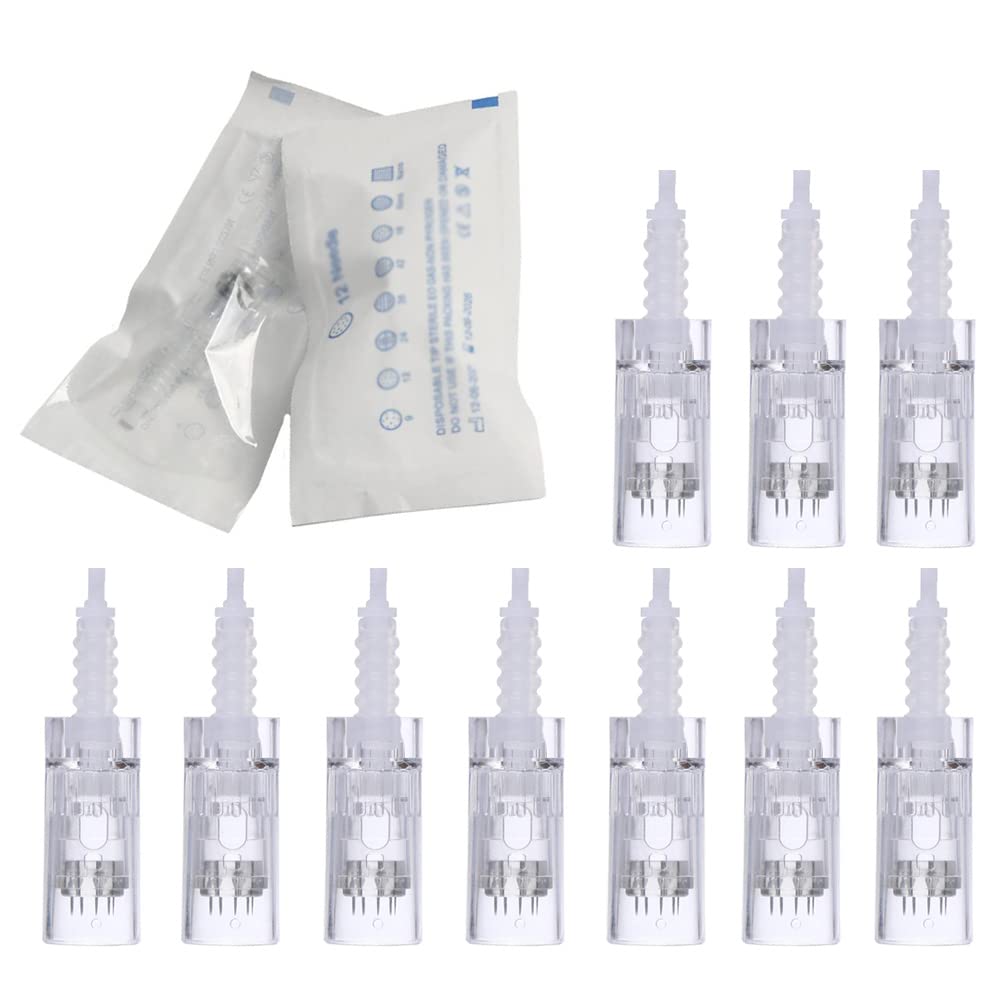 ALIWOD 12 Pin Micro Needling Cartridge 10PCS for A6/M5/M7/N2/L709 Microneedling Pen Disposable Replacement Needles Cartridges Parts bayonet slot Needles (12PIN)