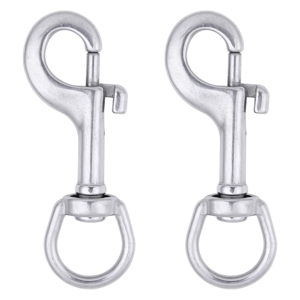 Yundxi 2pcs 316 Stainless Steel Swivel Eye Lobster Clasp Bolt Snap Clip Hook Set (91mm Oval EYE)