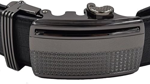 Men's Leather Ratchet Dress Belt with Automatic Buckle (Custom up to 44")