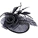 Valdler Womens Feather Mesh Net Sinamay Fascinator Hat with Hair Clip Tea Party Derby Black