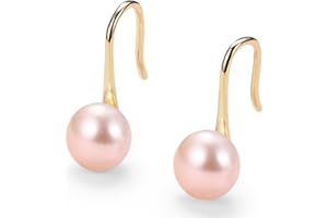 Pearl Drop Earrings for Women, 925 Sterling Silver Studs, Good Luck Earrings Gift for Birthday Anniversary