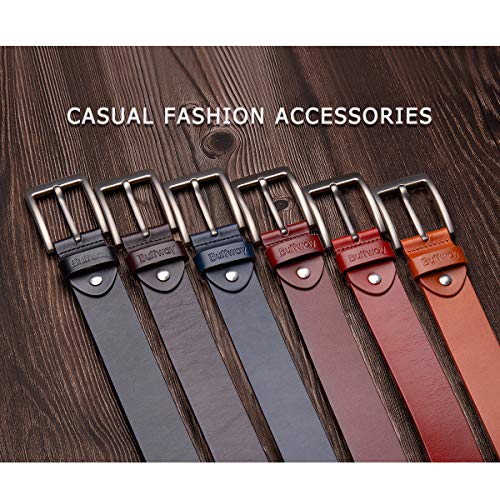 Buffway Mens Belt Heavy Duty Italian Leather Causal Dress Belts for Men with Classic Buckle 34