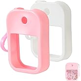 2 Pack Silicone Case Compatible with Wish Hand Sanitizer Spray, Hand Sanitizer Case Holder, Soft Silicone Protective Cases with Keychain, Protect Spray from Drops and Scratches (White and Pink)