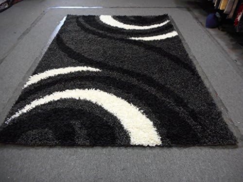 Black Gray White Super Soft Thick Long Pile Designer Look 8x10 Shaggy Rug High Quality Durable Non Slide Modern Design Heavy Shaggy Rug