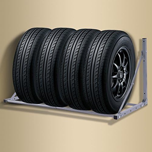 Folding Tire Wheel Rack Storage Holder Heavy Duty Garage Wall Mount Steel 300Lb