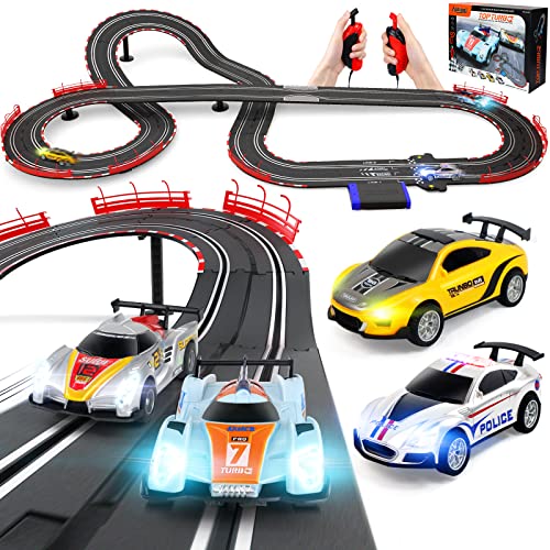 Slot Car Race Track Sets for Boys Include Counter and Toy Cars, Battery  Powered Race Car Tracks with Speed C