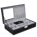 SONGMICS Black Jewelry Box 8 Watch Organizer Storage Case with Lock and Mirror UJWB41B (Kitchen)